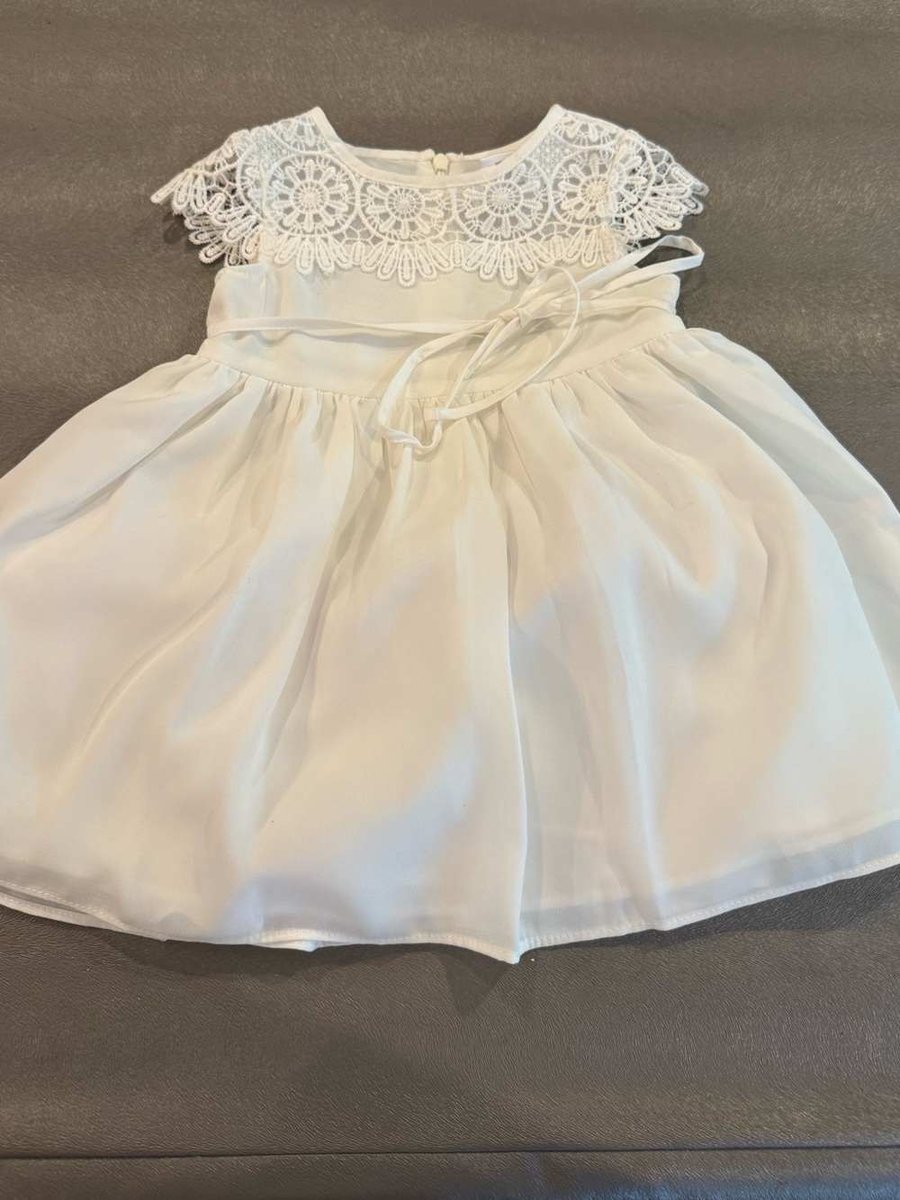 Little Angel Ivory Lace Yoke Chiffon Party Dress for Girls. Size 12 months